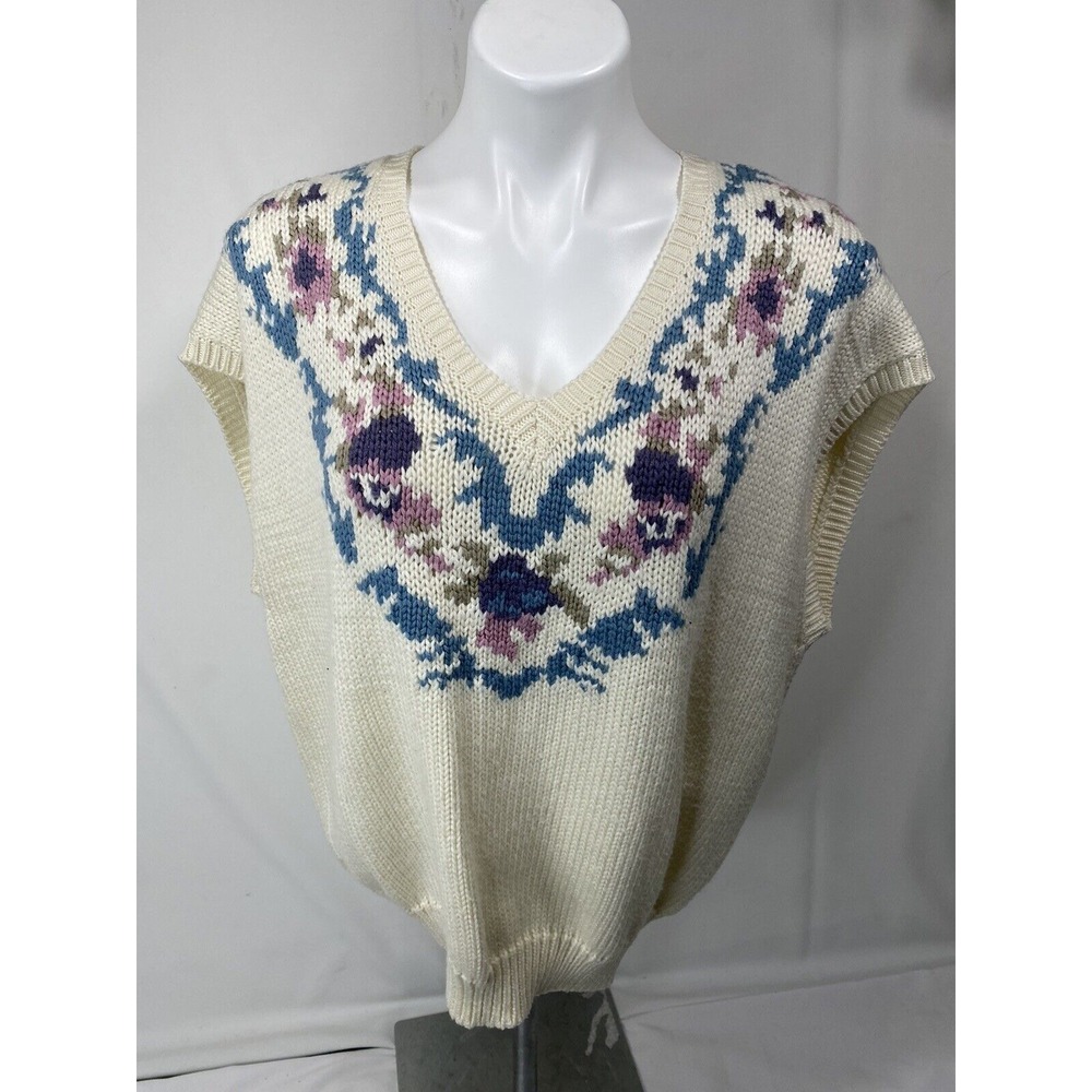 Ms Russ Sweater Vest Womens 20W Floral Knit Cottagecore Plus Size Layering - Picture 10 of 12